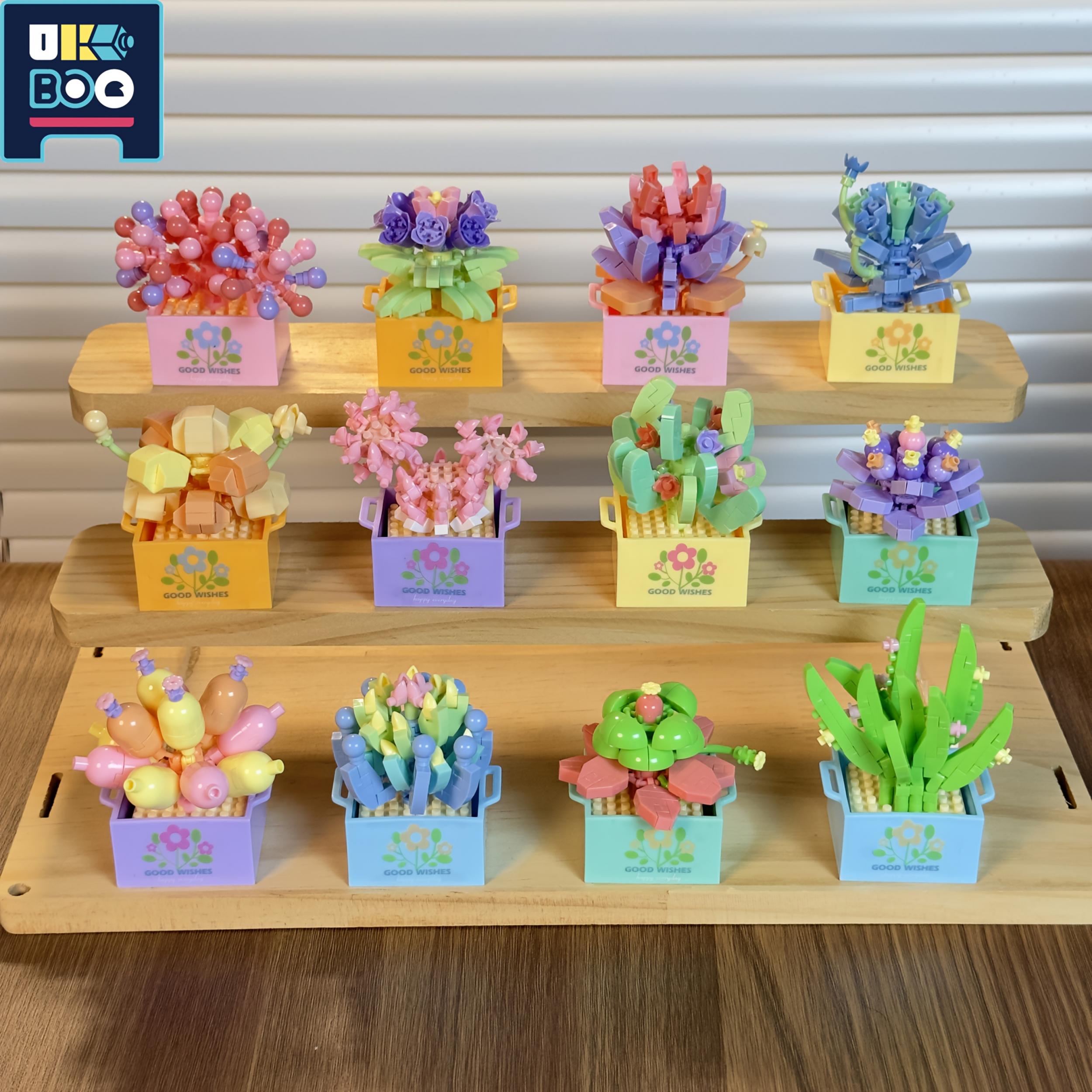 12pcs Mini Succulent Building Blocks Set Ideal for Home Decor