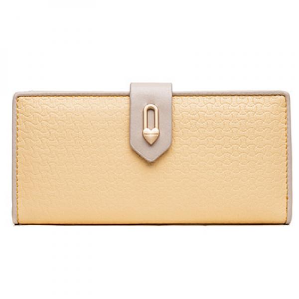 Women's Long Wallet with Contrast Check Zipper