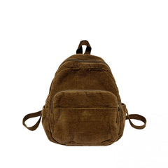 Corduroy Backpack Preppy Schoolbag Casual Travel Daypack Women
