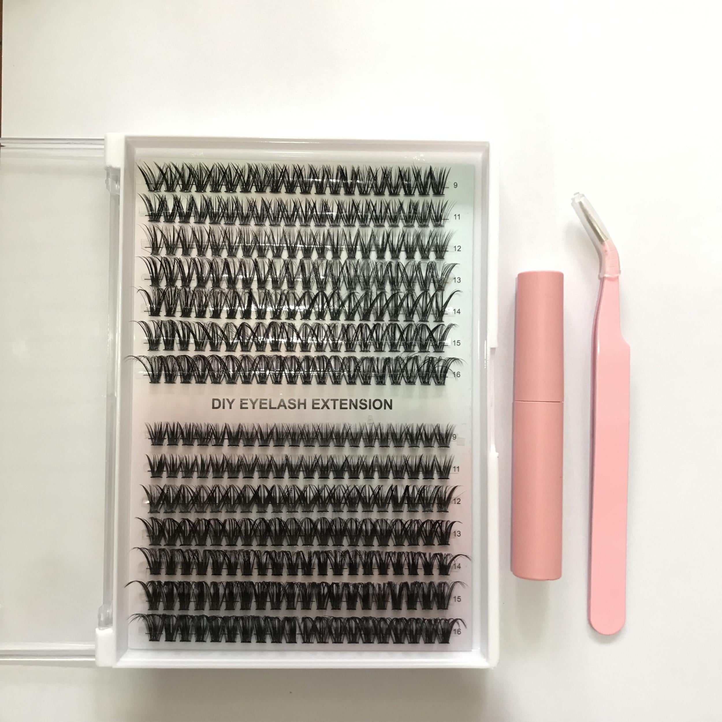 DIY False Eyelashes Set With Glue And Tweezer Cluster Lashes