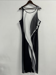  Colorblock Stripe Print Maxi Cami Dress