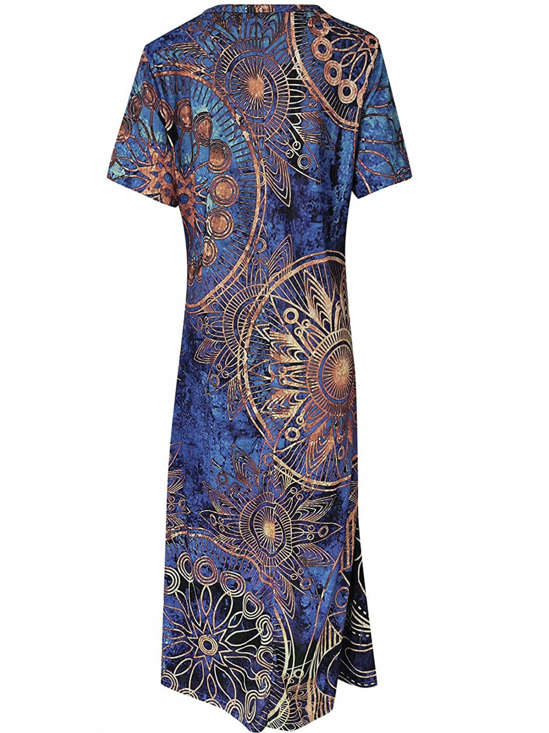  Boho Graphic Print Maxi Dress