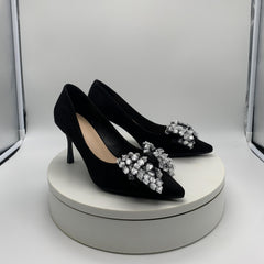 Rhinestone Bow Tie High Heels Pointed Toe Stiletto Pumps