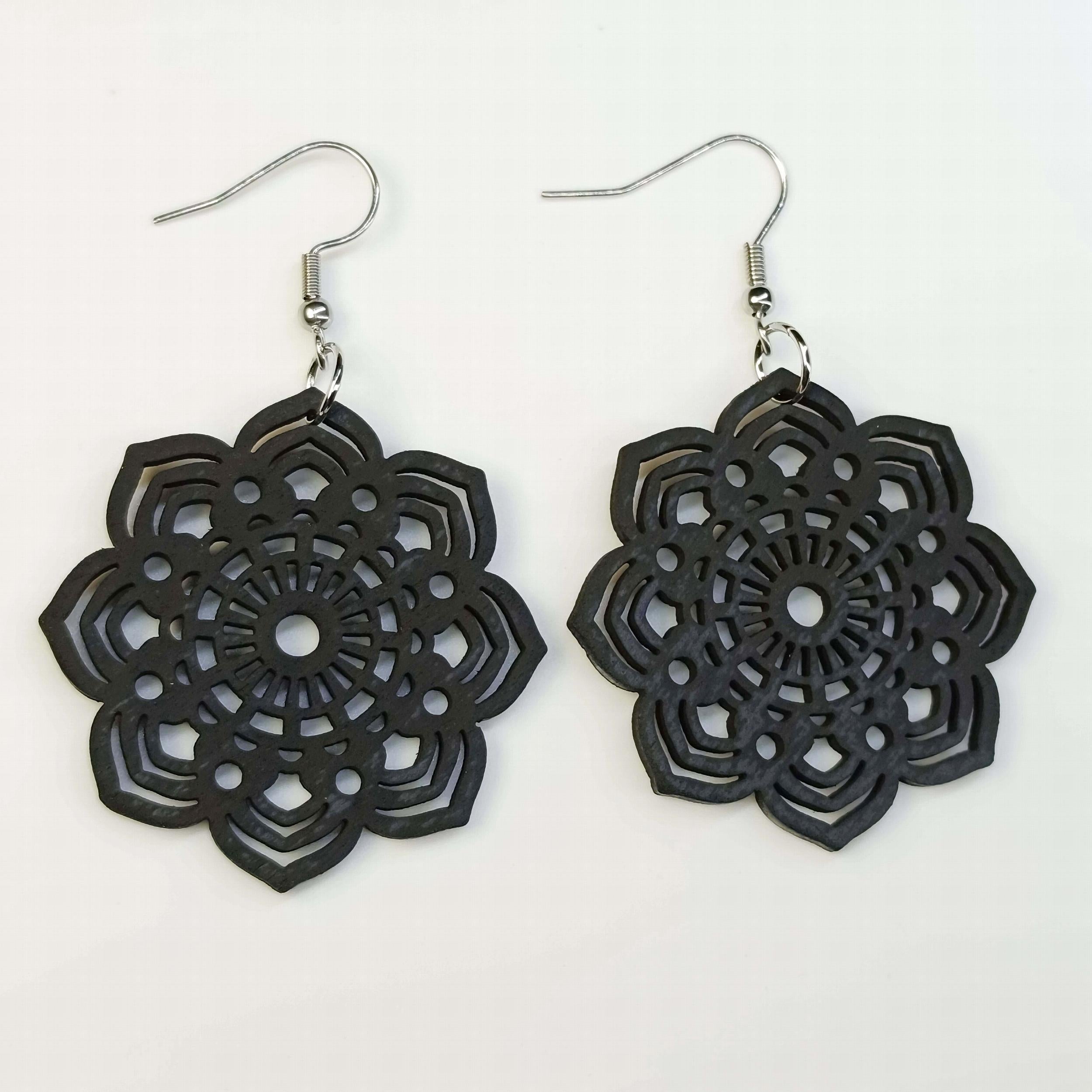 Flower Hollow Dangle Earrings Wooden Boho Style Gift