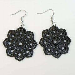 Flower Hollow Dangle Earrings Wooden Boho Style Gift