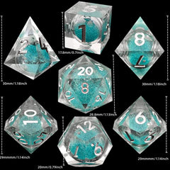 7pcs Quicksand Resin Dice Set Liquid Core Game Accessories