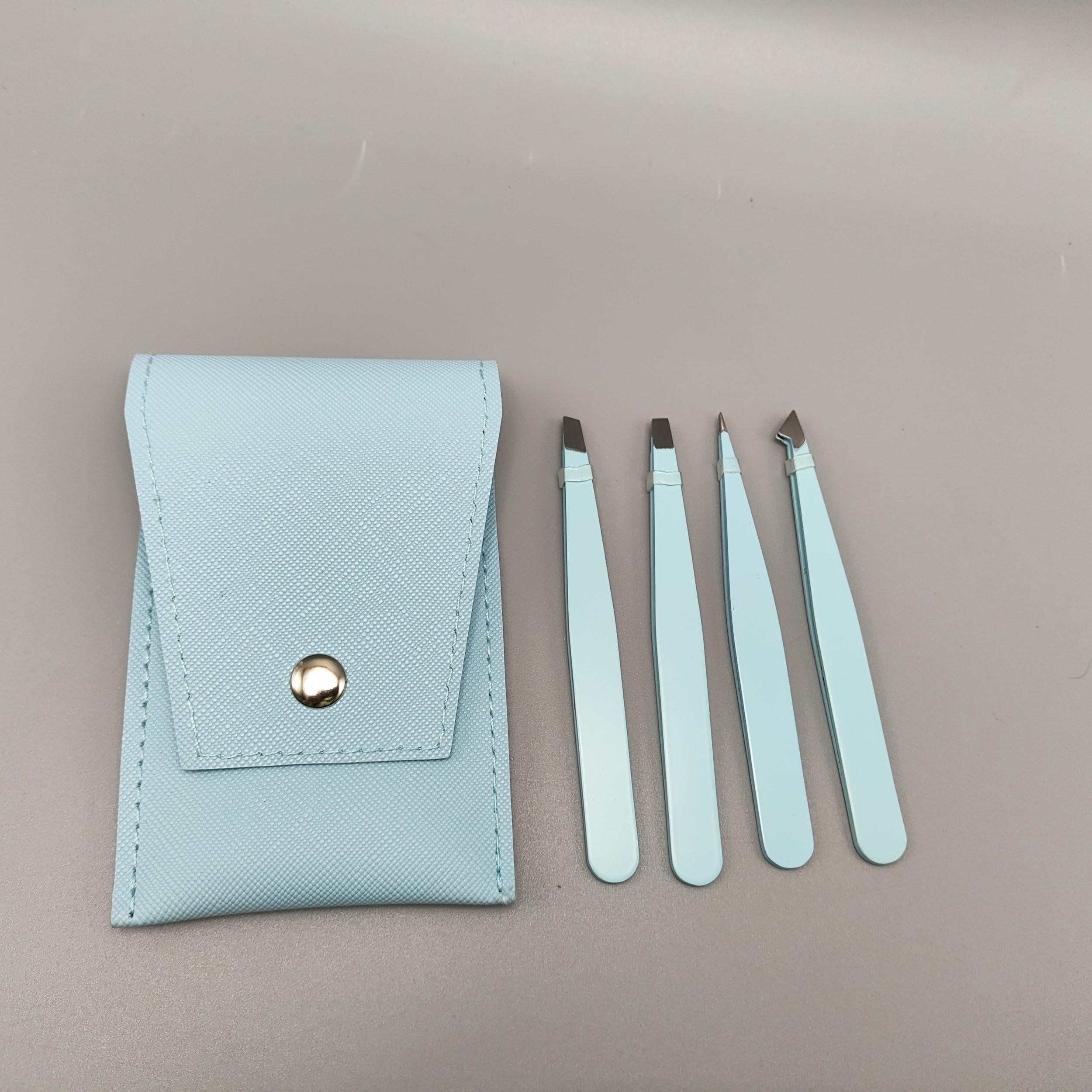 4pcs Stainless Steel Eyebrow Tweezer Set Face Hair Puller Clips