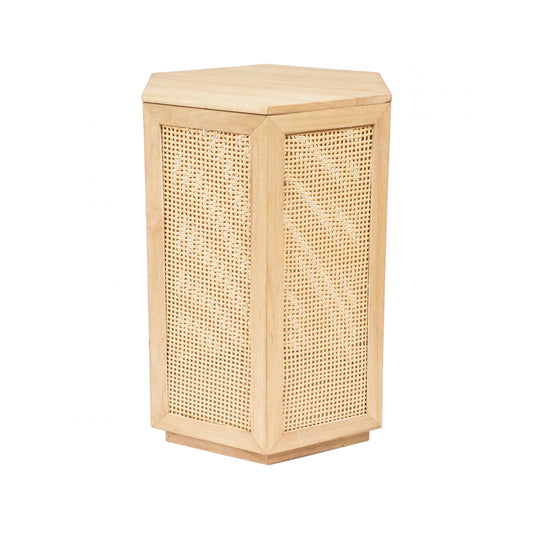 Rattan Pine Storage Stool Bedside Table Wood Pine Table