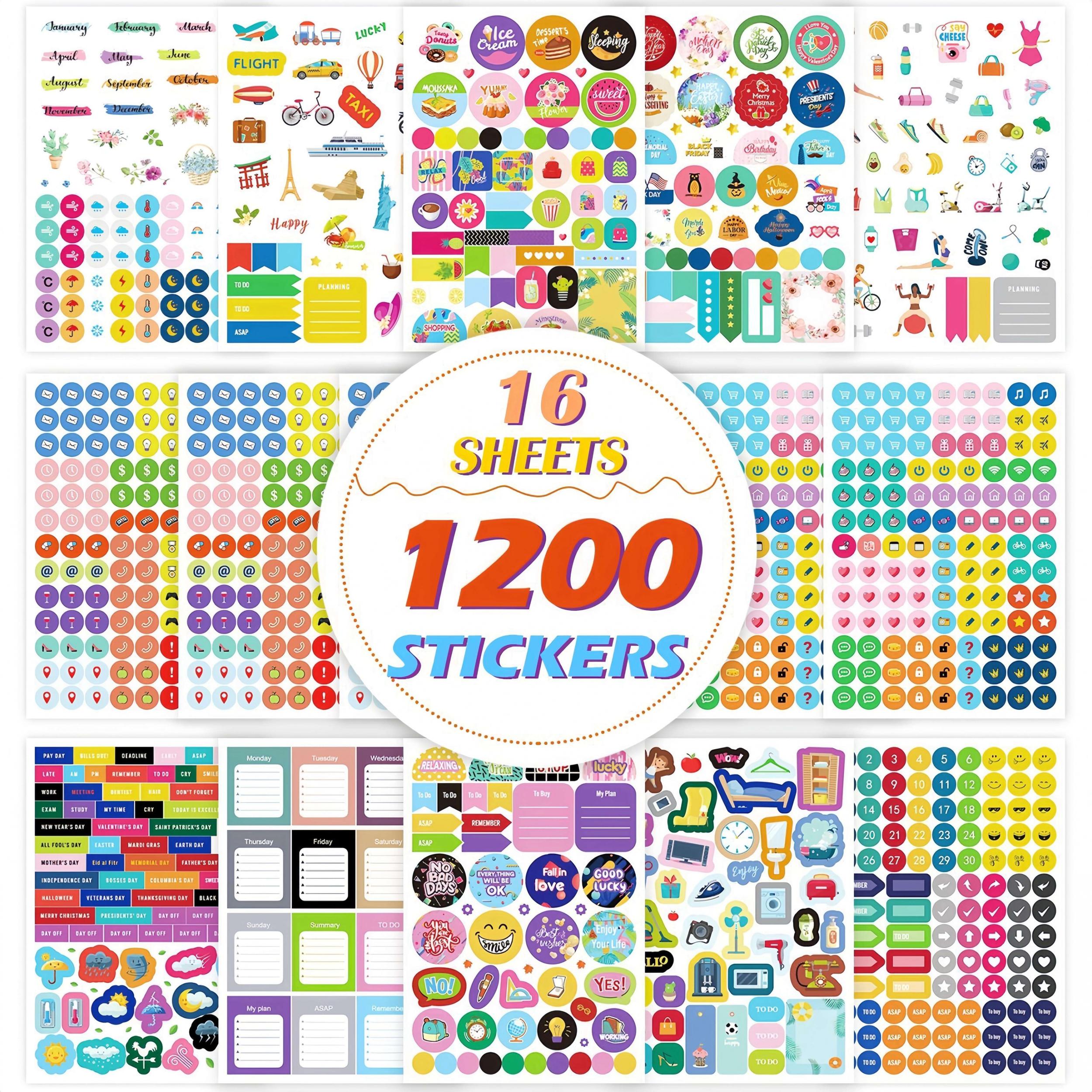Planner Sticker Pack 1200PCS Month DIY Set