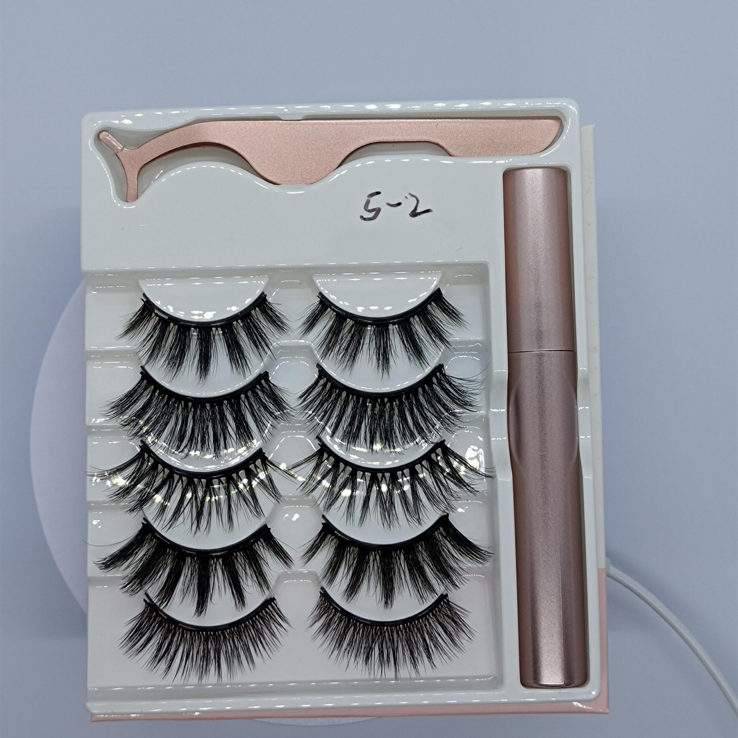 5 Pairs Magnetic Eyelashes With Eyeliner And Tweezer No Glue Needed