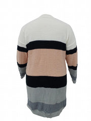  Colorblock Open Front Cardigan