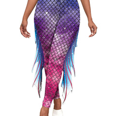 Fish Scale Print Leggings With Fins High Waist Bodycon Leggings