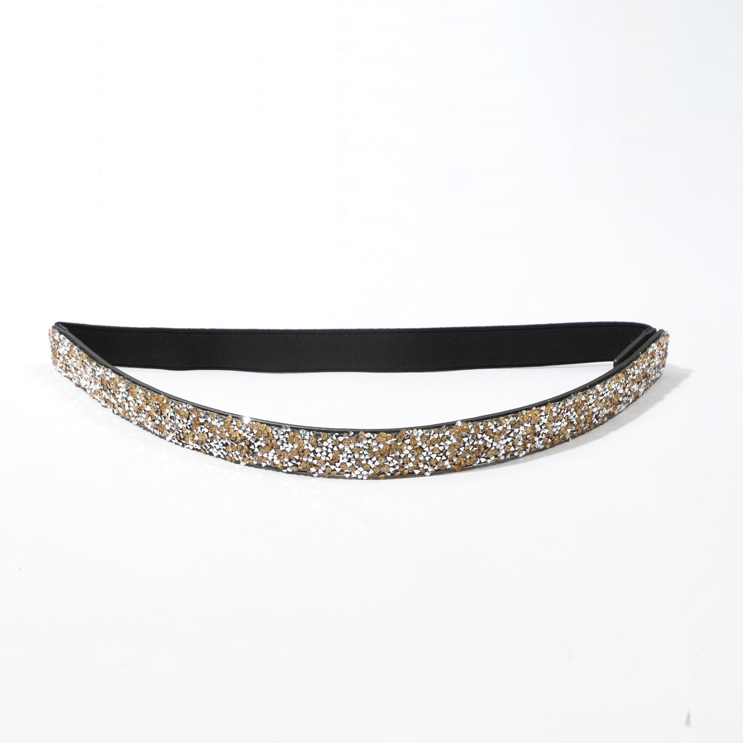 Yellow Full Rhinestone Elastic Belt for Party Prom