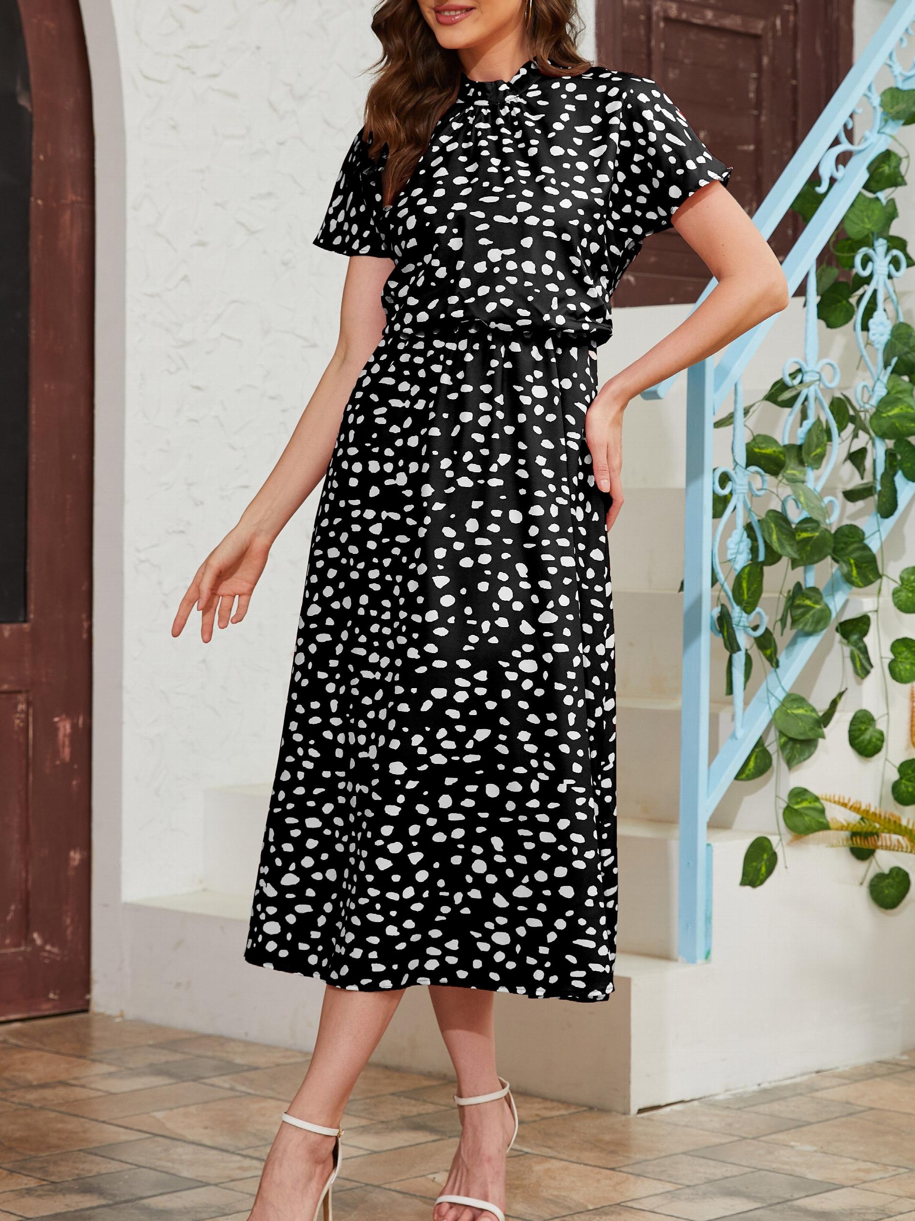 Vintage Short Sleeve Midi Dress for Spring & Summer