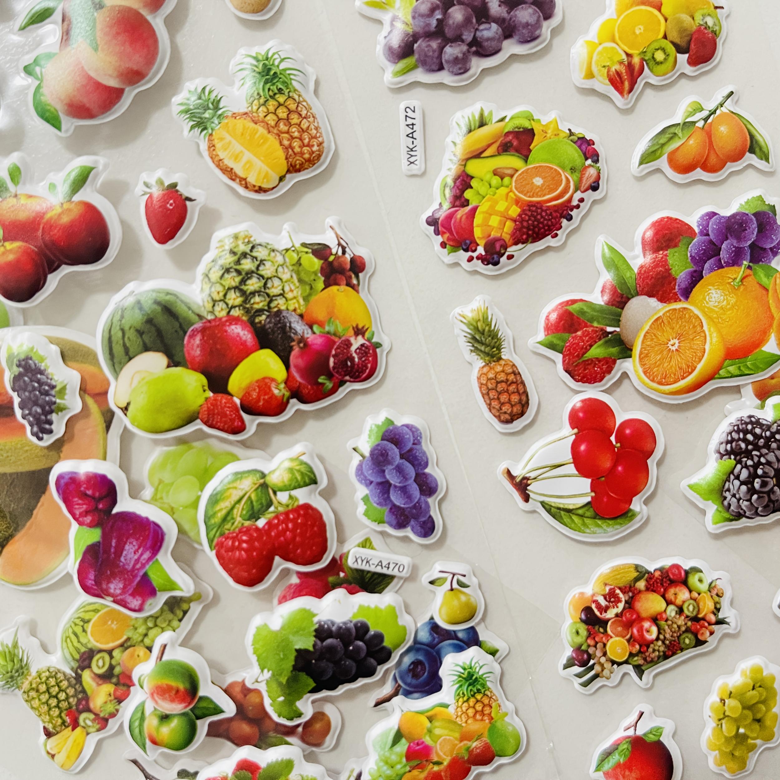 8 Sheets Cartoon Fruit Self Adhesive Stickers for Stationery Scrapbooking