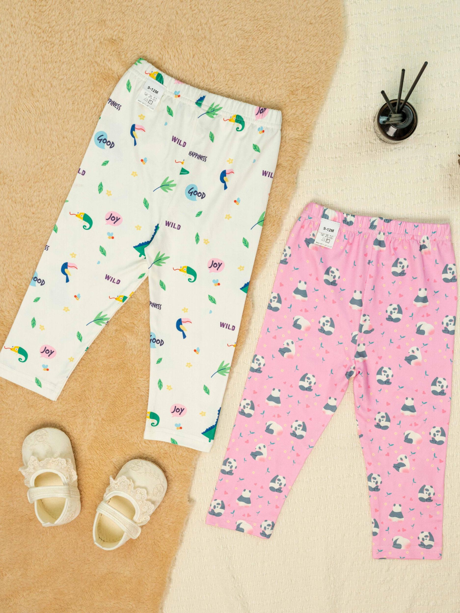 2pcs Toddler Baby Girls Cartoon Leggings Soft Ankle Tight Pants