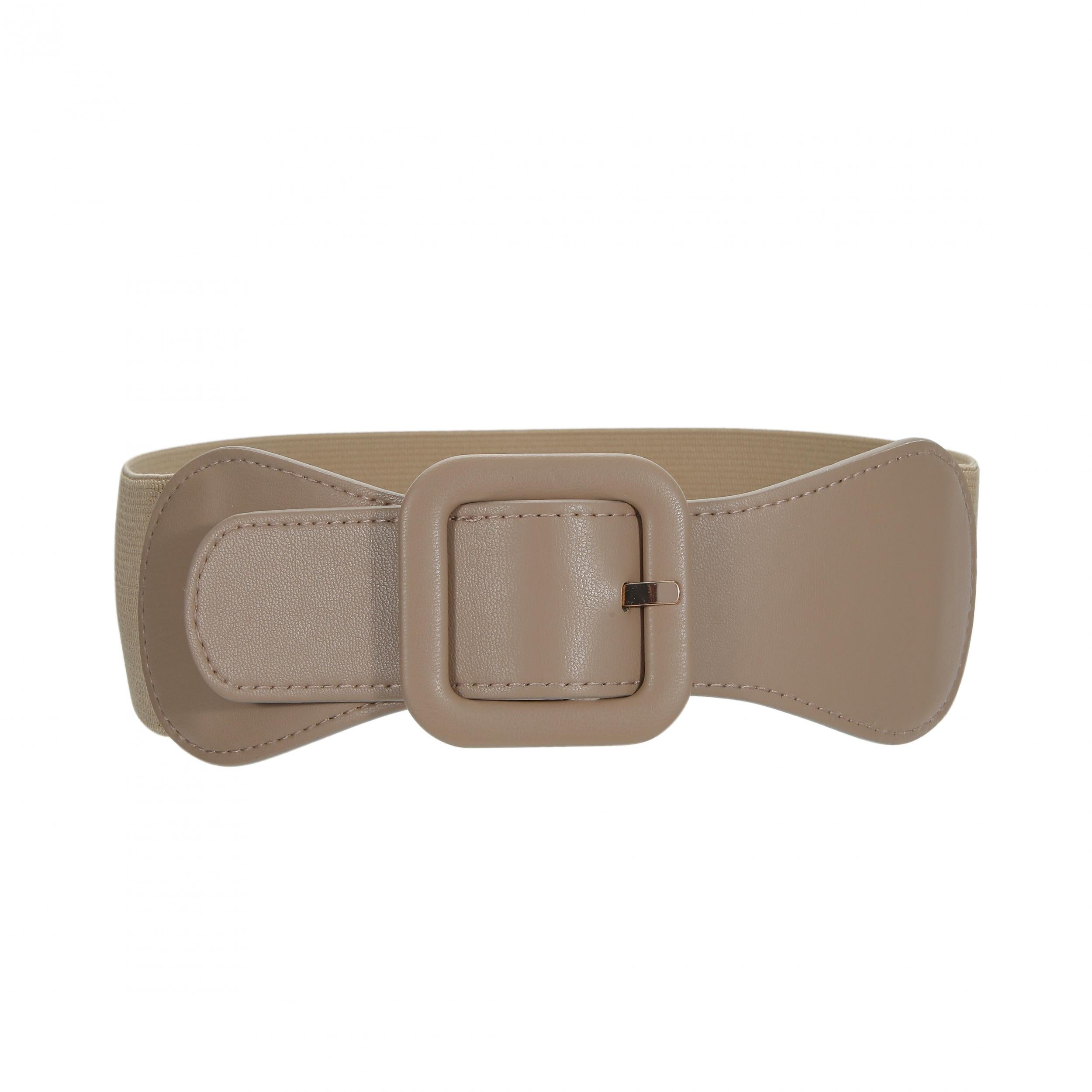 Vintage Square Buckle Wide Elastic Braided Belt Girdle Women Dress Accessories