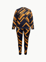 Women's Plus Geo Print Top & Pants 2 Piece Set