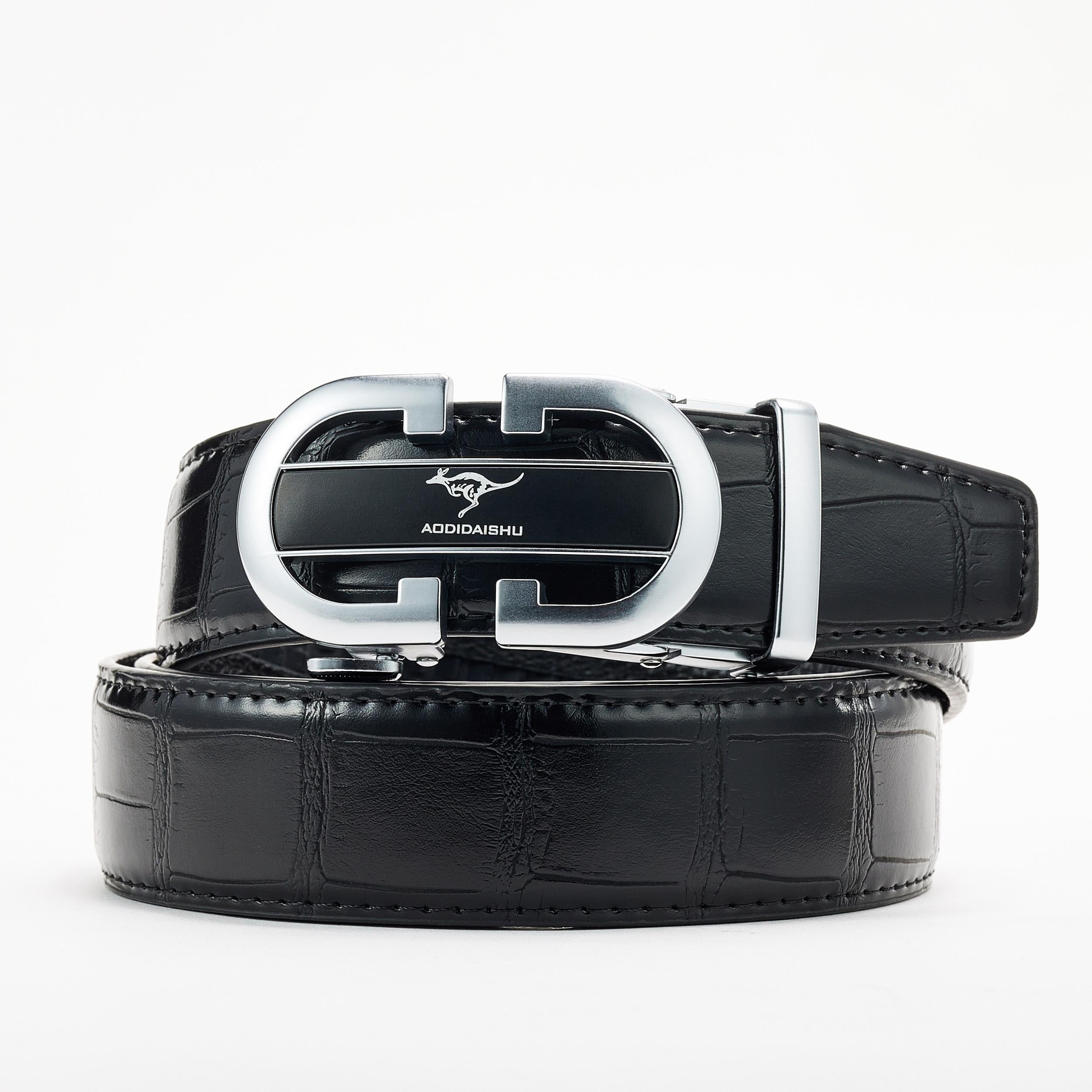 AODIDAISHU Men's Crocodile Pattern PU Leather Belt