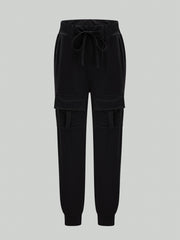 Women's Plus Elastic Drawstring Cargo Joggers With Pockets