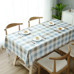Coffee Plaid Tablecloth Checkered Pattern - Washable