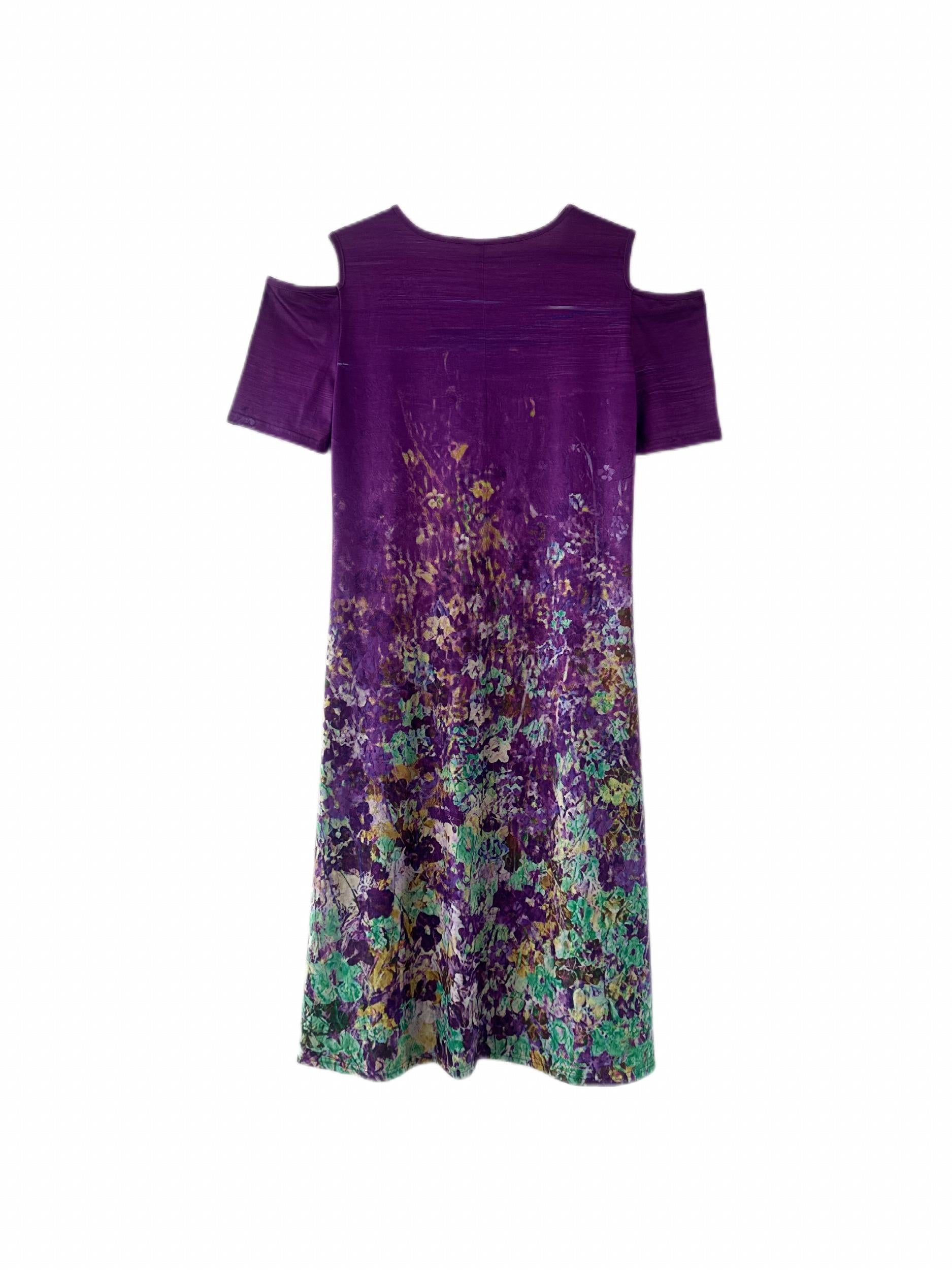  Floral Print Cold Shoulder Maxi Dress With Pockets