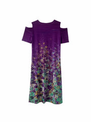  Floral Print Cold Shoulder Maxi Dress With Pockets