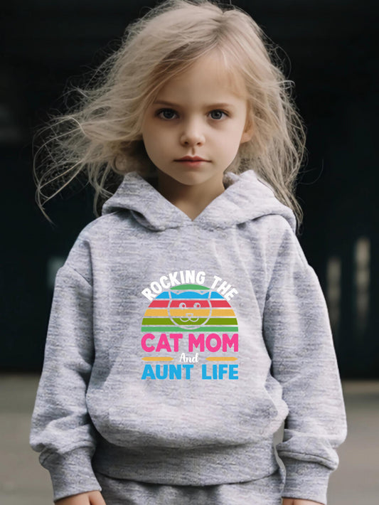 Cat Mom and Aunt Life 2pcs Activewear Sets for Girls