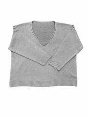  Solid V Neck Long Sleeve Sweater