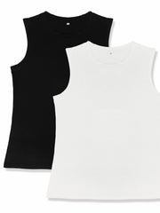 Women's 2 Pieces Tank Tops Crew Neck Sleeveless Casual Summer Tank Tops