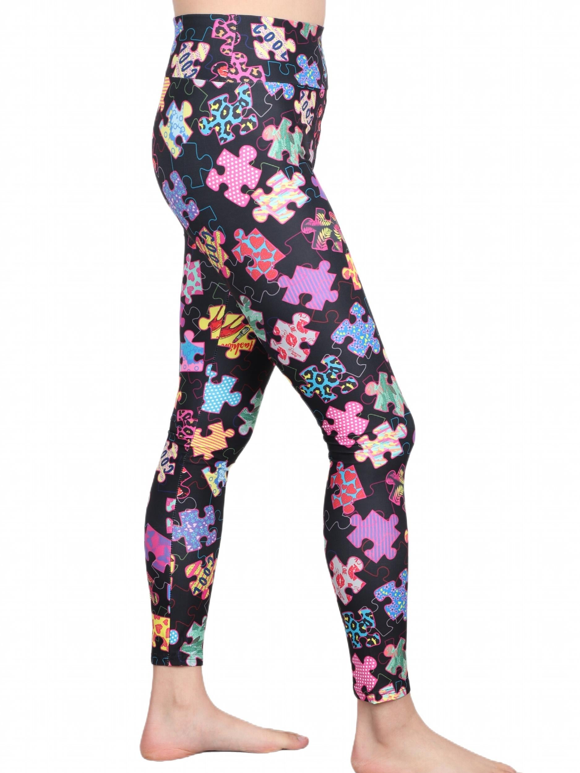 Jigsaws Print Skinny Leggings Stretchy Women's Casual Leggings