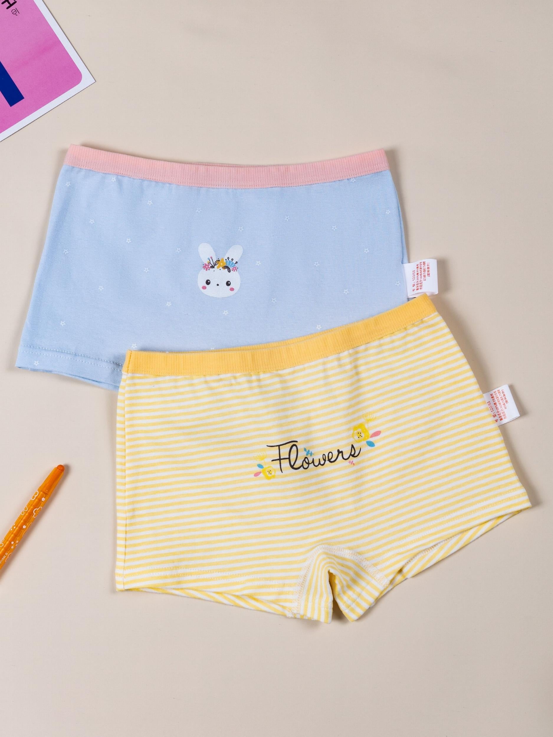 4pcs Girl's Cotton Striped Boxer Briefs for Children