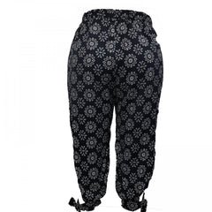 Damask Print Cut Out Slight Stretch Pants
