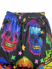 Skull Print Elastic Tapered Goth Pants Plus Size