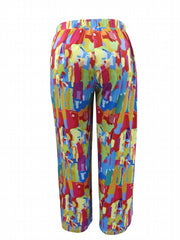 Women's Plus Contrast High Rise Wide Leg Pants With Pockets