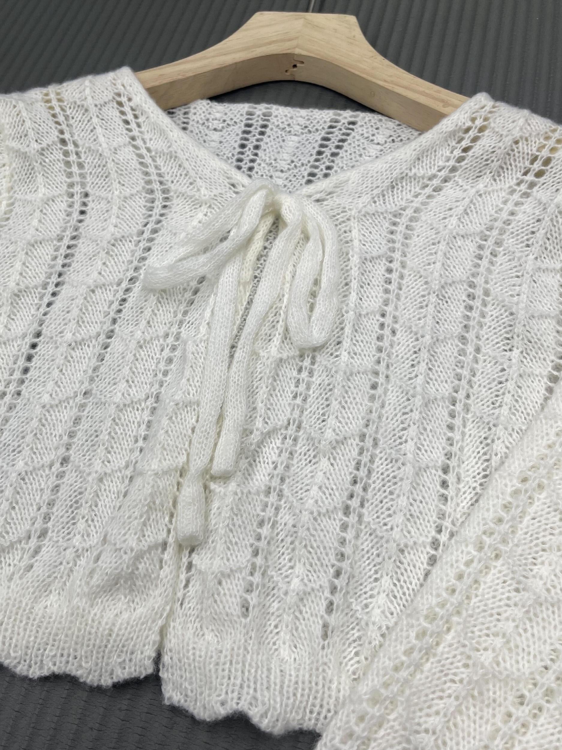Tie Front Knit Cardigan V Neck Sweater Women's Clothing