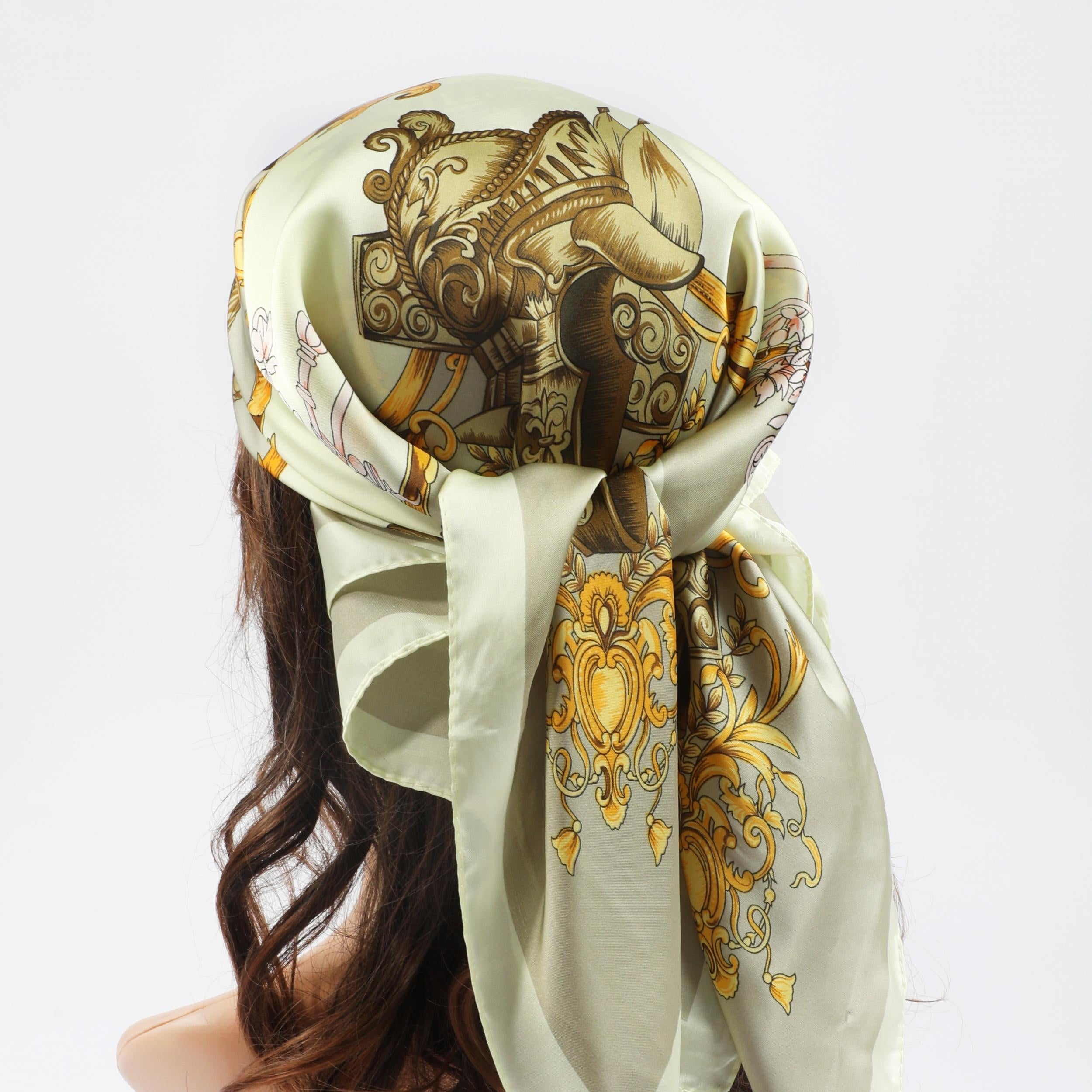 Silk Square Scarf Retro Palace Headscarf Thin Soft Sunscreen Wrap