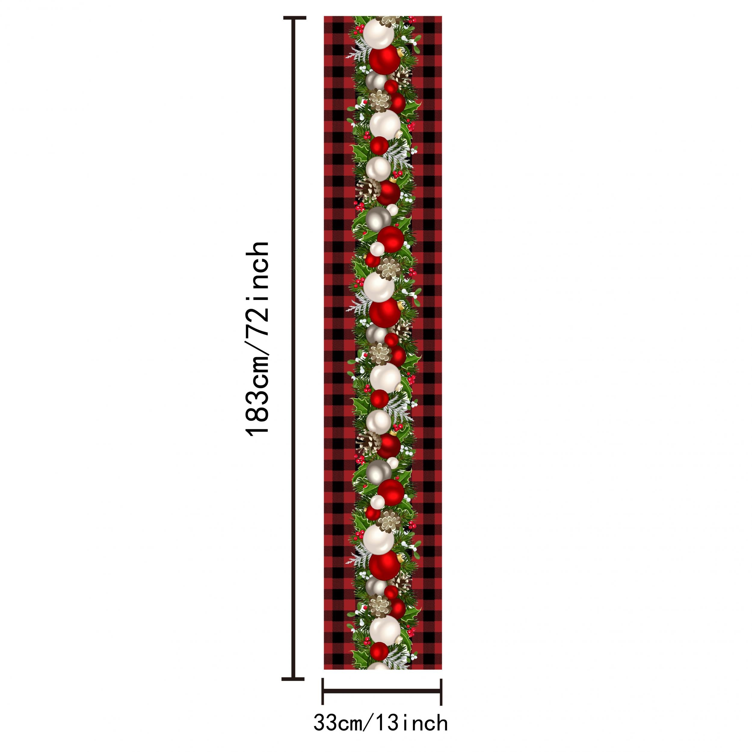 Christmas Table Runner Red Plaid Print Polyester Festive Holiday Decoration