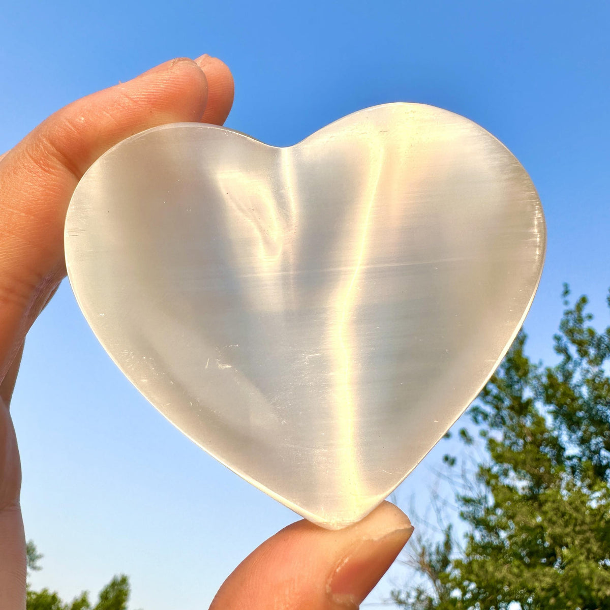 Selenite Heart Shaped Bowl Hand Carved Polished Crystal
