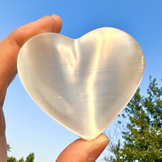 Selenite Heart Shaped Bowl Hand Carved Polished Crystal