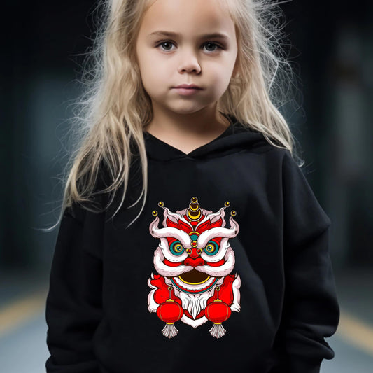 Cute Lion Dance Print Outfit Set for Kids