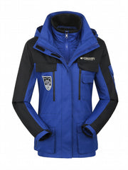 3 in 1 Block Punch Jacket Waterproof Windproof Ski Coat Women's Clothing