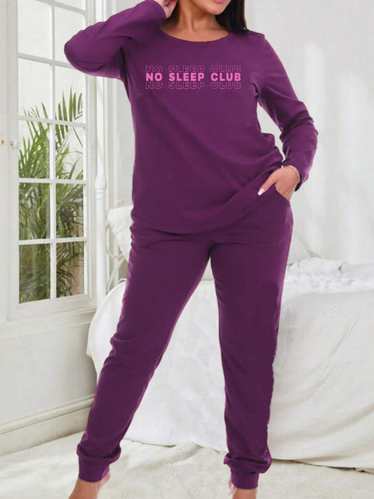  Letter Graphic Tee & Pants Lounge 2 Piece Set