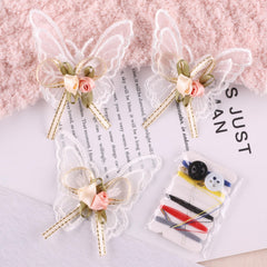4pcs Mesh Bowknot Embroidery Girls Coat Accessories DIY Iron on Cloth Stickers