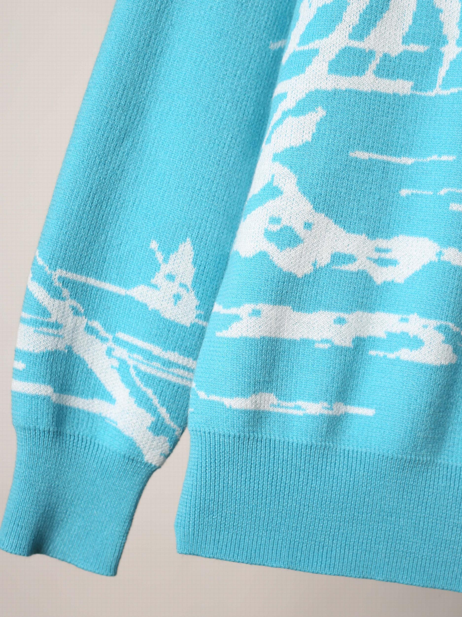 Coconut Tree Pattern Knitted Sweater Men's Casual Warm Crew Neck Pullover