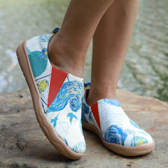 Women's Print Flat Loafers Slip On Shoes Comfy Travel Shoes