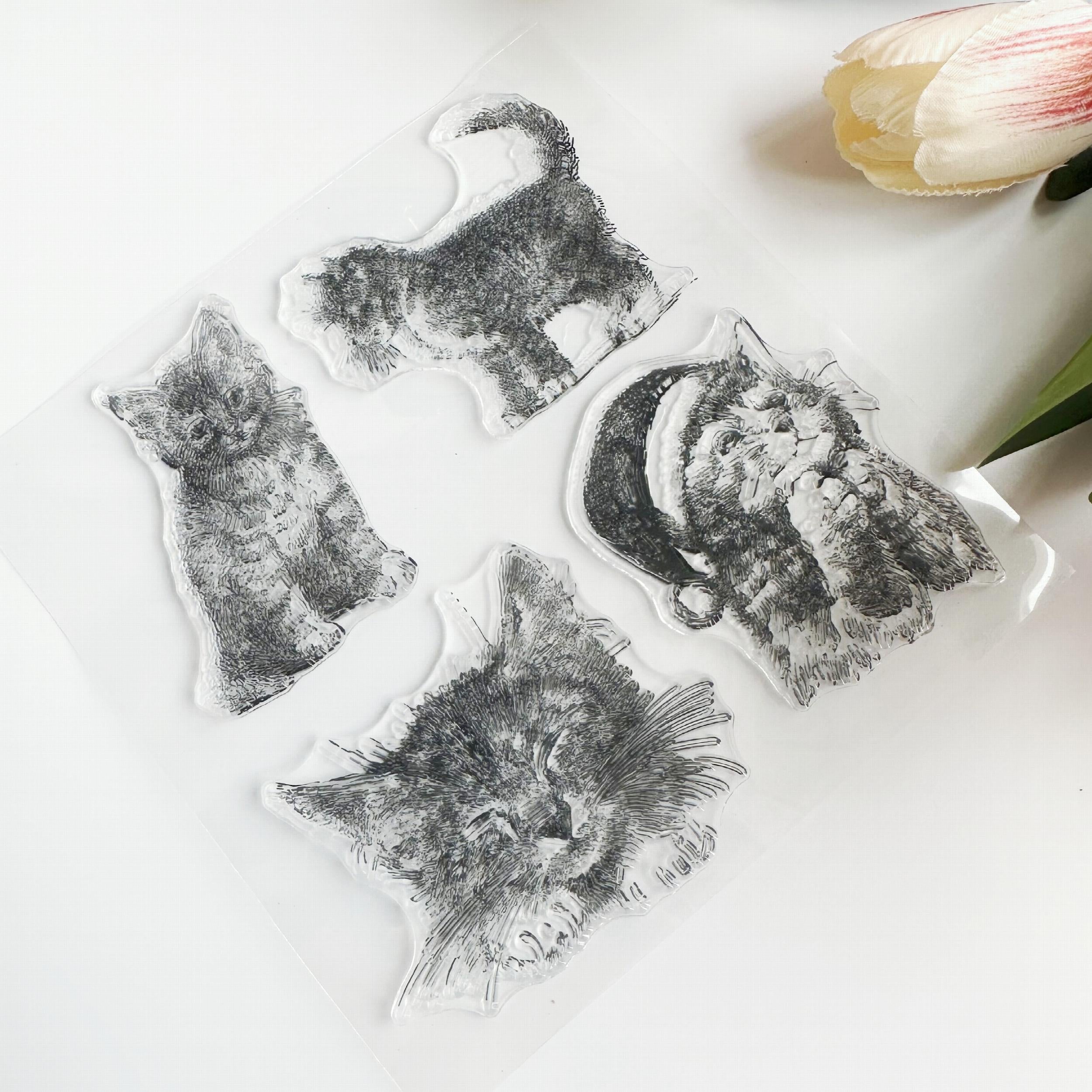 Cartoon Cat Transparent Journal Stamp for DIY Scrapbooking