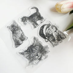 Cartoon Cat Transparent Journal Stamp for DIY Scrapbooking