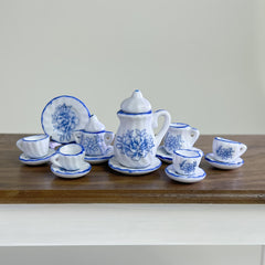 Mini Ceramic Tea Set Dollhouse Accessory Retro Model Decoration