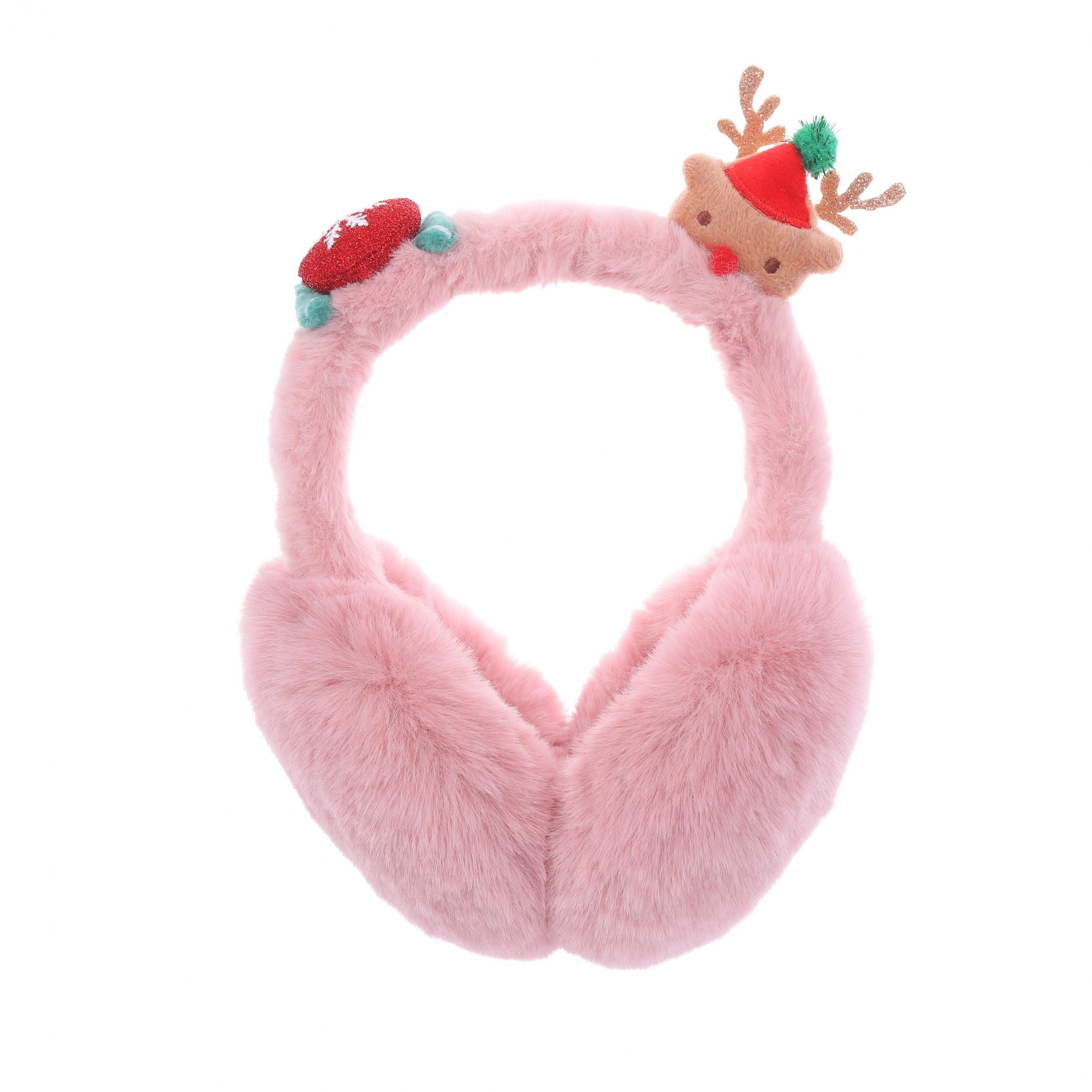 Christmas Bear Plush Earmuffs Polyester Knitted Animal Theme